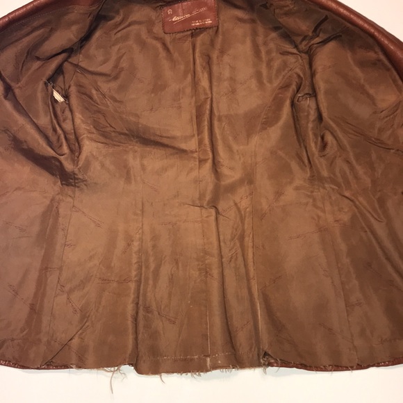 Etienne Aigner Authentic Vintage Leather Jacket Firted Size 10 Brown - Picture 11 of 16
